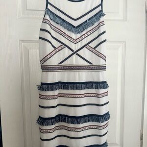 Adelyn Rae Striped Mini Dress with Fringe